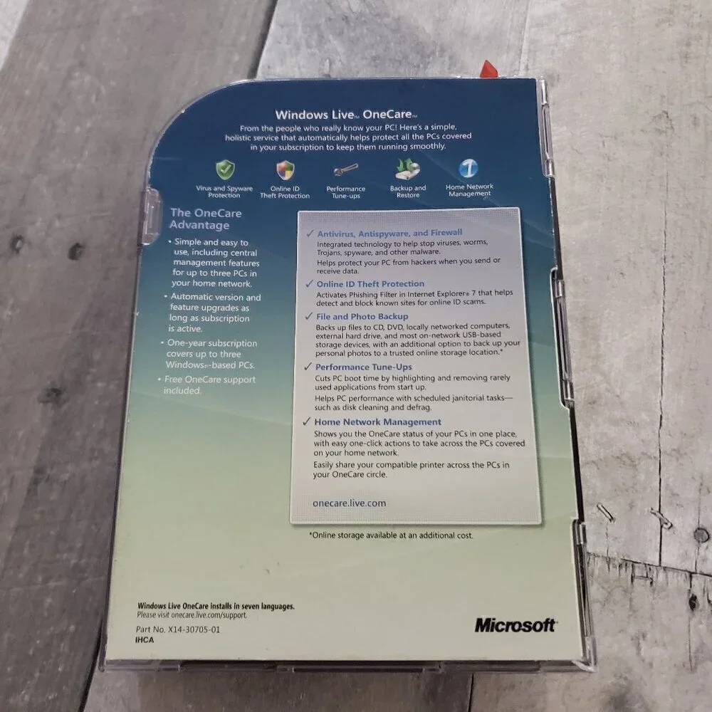Unused - WINDOWS LIVE ONE CARE ALL IN ONE SECURITY AND PERFROMANCE SERVICE